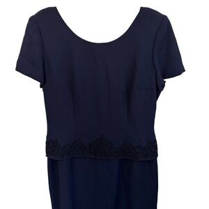 Donna Morgan Navy Blue Short Sleeve Beaded Dress SZ 12